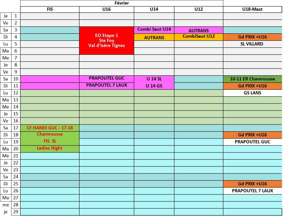 Calendrier fevrier 2024