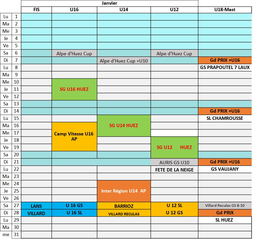 calendrier janvier 2024