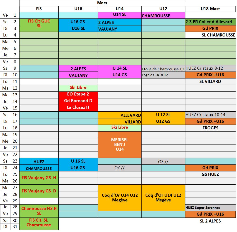 calendrier mars 2024